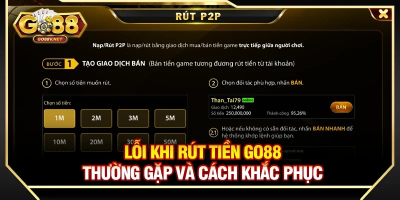 Lỗi khi rút tiền Go88 thường gặp và cách khắc phục 